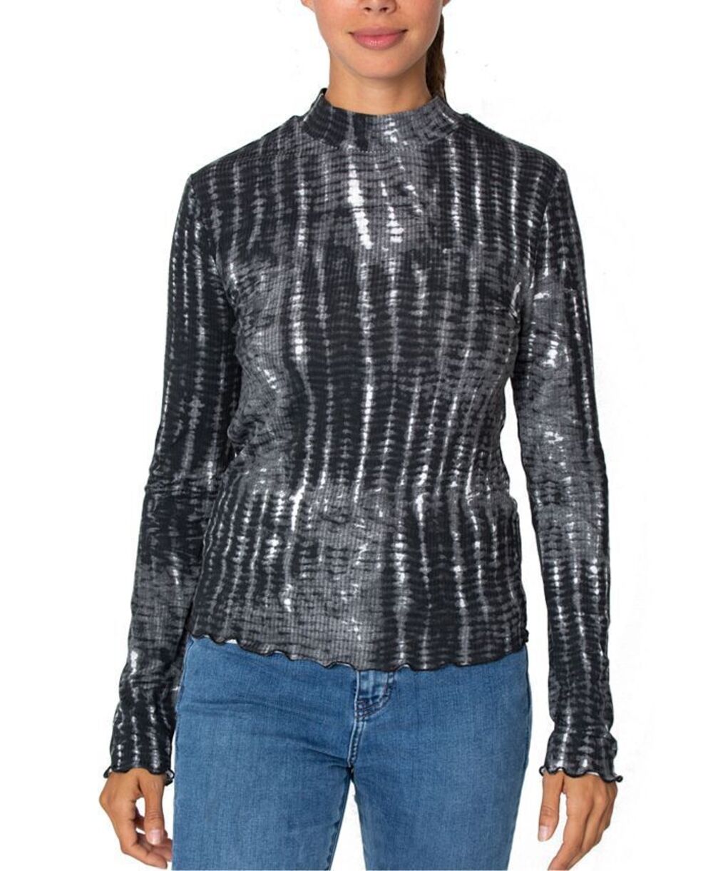 NWT Rebellious One Black White Tie Dye Long Sleeve Top Women's Size Medium